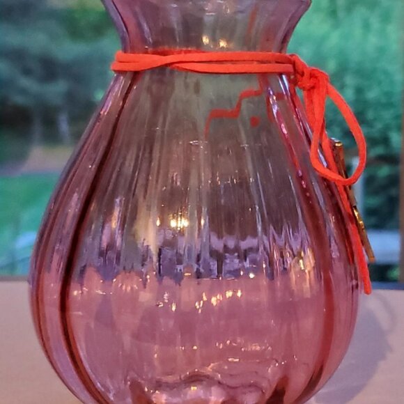 Pink Glass Bulb Vase with Silver Butterfly Blinger - Picture 3 of 7